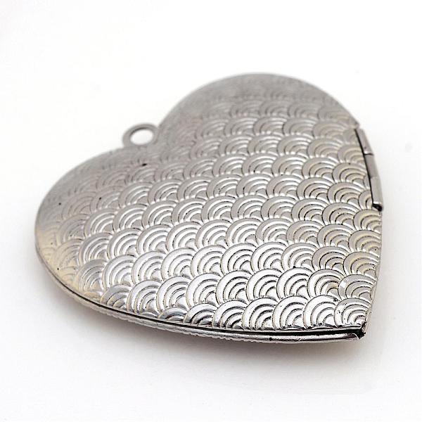 

PandaHall 304 Stainless Steel Photo Locket Pendants, Heart Carved Waved Pattern, Stainless Steel Color, 42x40x9.5mm, Hole: 2.5mm, Inner...