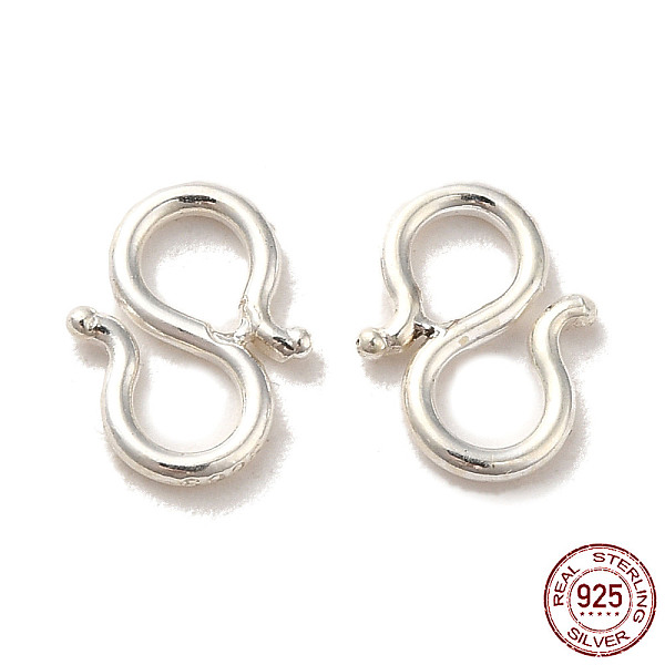 

PandaHall 925 Sterling Silver S Shape Clasps, Silver, 9x7x1mm Sterling Silver