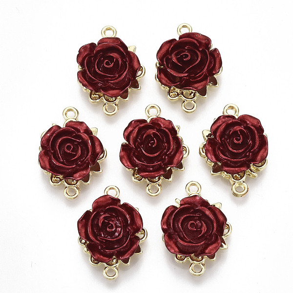 

PandaHall Valentine's Day Rack Plating Alloy Links Connectors, with ABS Plastic, Cadmium Free & Lead Free, Rose Flower, Red, Light Gold...