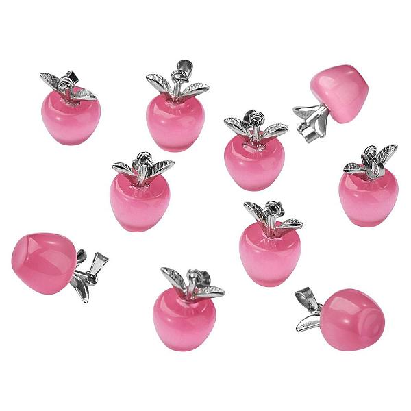 

PandaHall 10Pcs Apple Gemstone Charm Pendant Crystal Quartz Healing Natural Stone Pendants Pink Silver Buckle for Jewelry Necklace Earring...
