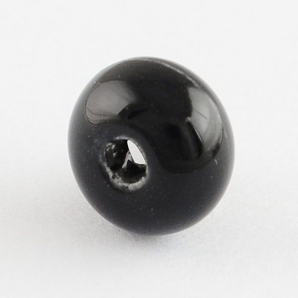 PandaHall Handmade Porcelain Beads, Bright Glazed Porcelain, Rondelle, Black, 15x10mm, Hole: 4mm Porcelain Rondelle Black