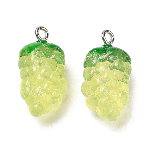 

PandaHall Transparent Resin Fruit Pendants, Grape Charms with Platinum Tone Iron Loops, Yellow, 24x12x11mm, Hole: 2mm Iron+Resin Grape...
