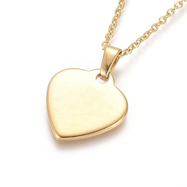 

PandaHall 304 Stainless Steel Pendant Necklaces, with Cable Chains and Lobster Claw Clasps, for Valentine's Day, Heart, Golden, 17.6 inch...
