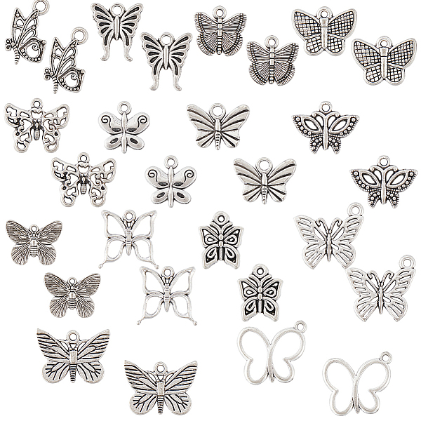

PandaHall SUNNYCLUE 84pcs 14 styles Tibetan Style Alloy Butterfly Pendants, Antique Silver, 12~18x10~21.5x1~3mm, Hole: 1.5~2mm, 6pcs/style...