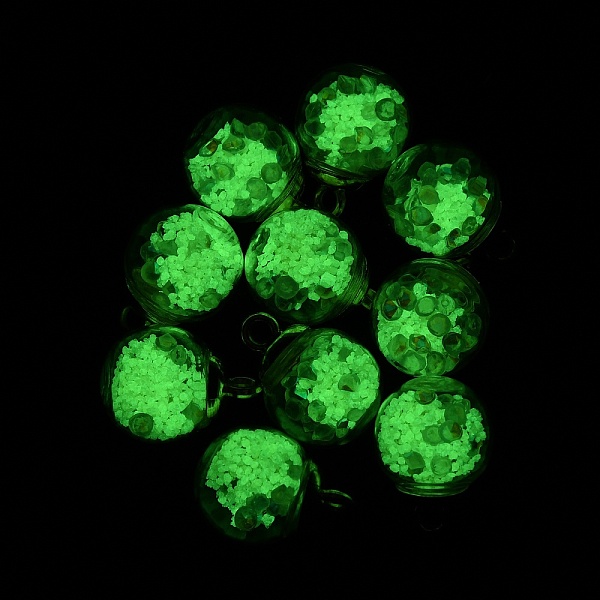 

PandaHall Glow in the Dark Luminous Glass Globe Pendants, with Golden Plated Plastic Pendant Bails, Round, Champagne Yellow, 21.5x16mm...