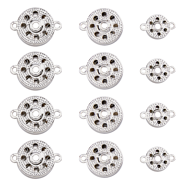 

PandaHall SUPERFINDINGS 18Pcs 3 Style Alloy Snap Button, for Interchangeable Snap Charms Jewelry Making, Flat Round, Platinum...