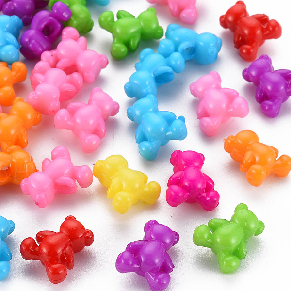 PandaHall 1-Hole Plastic Buttons, Bear, Mixed Color, 13.5x11.5x7.5mm, Hole: 2mm, about 1000pcs/bag Plastic Bear Multicolor