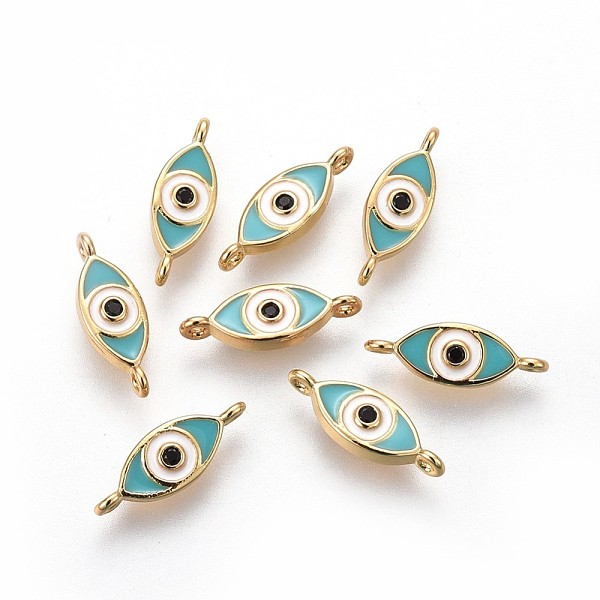 

PandaHall Brass Enamel Links, Long-Lasting Plated, Eye, Colorful, Real 18K Gold Plated, 5x13.5x2mm, Hole: 1mm Brass+Enamel Horse Eye