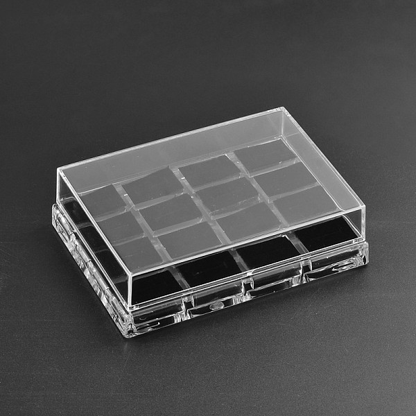 

PandaHall Cuboid Organic Glass Ring Display Boxes, with Velour, 16 Compertments, Clear, 14.5x10.7x4cm Organic Glass Clear