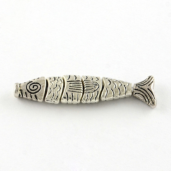 

PandaHall Fish Tibetan Style Alloy Combine Beads, Cadmium Free & Lead Free, Antique Silver, 35x9x4mm, Hole: 1mm Alloy Fish