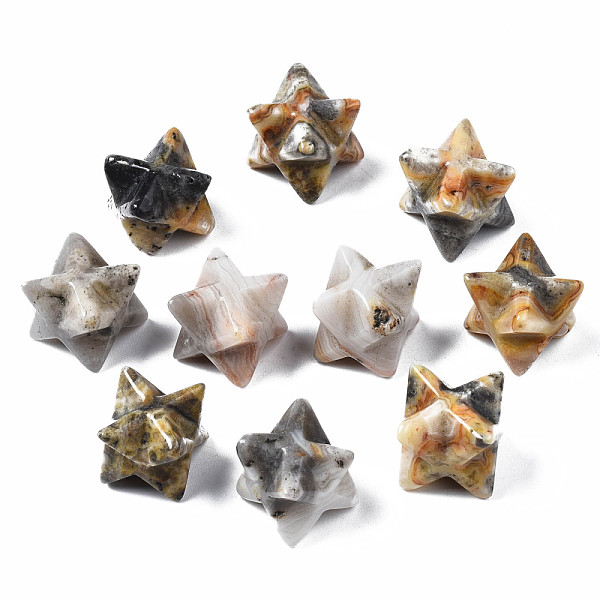 

PandaHall Natural Crazy Lace Agate Beads, No Hole/Undrilled, Merkaba Star, 11~13.5x11~13.5x11~13.5mm Crazy Agate Star