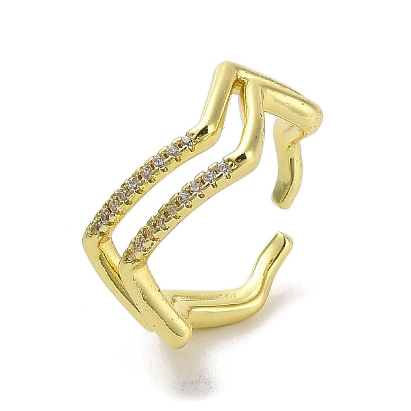 

PandaHall Brass Micro Pave Cubic Zirconia Open Cuff Rings, Real 18K Gold Plated, Inner Diameter: 17.2mm Brass+Cubic Zirconia Ring Clear