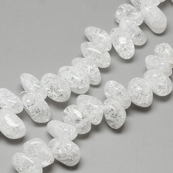 PandaHall Natural Crackle Quartz Crystal Beads Strands, Chip, 15~26x10~15x7~15mm, Hole: 1mm, about 45~55pcs/strand, 15.7 inch Crackle Quartz...