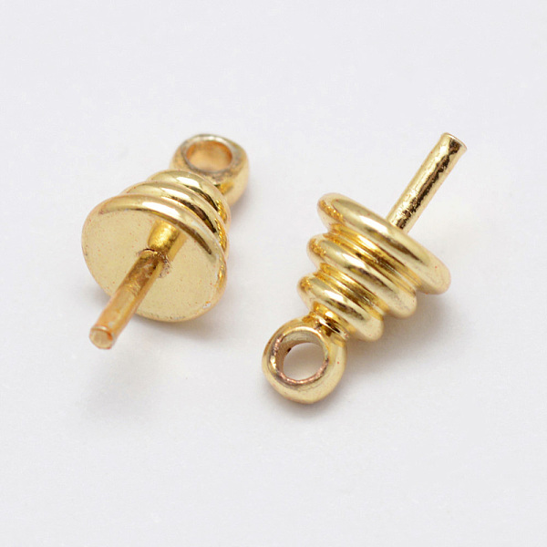 

PandaHall Brass Cup Pearl Peg Bails Pin Pendants, For Half Drilled Beads, Long-Lasting Plated, Real 18K Gold Plated, 10x5mm, Hole: 1mm, Pin...