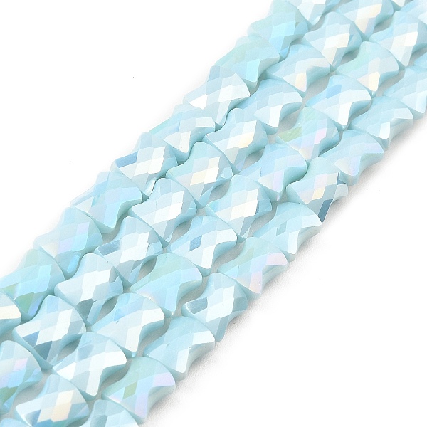 

PandaHall AB Color Plate Glass Beads Strands, Faceted Bamboo Stick, Light Blue, 10.5~11x8x5mm, Hole: 1.4mm, about 60pcs/strand...