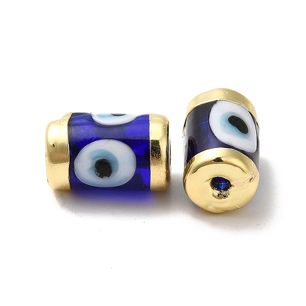 

PandaHall Handmade Evil Eye Lampwork Beads, with Light Gold Tone Brass Findings, Long-Lasting Plated, Lead Free and Cadimum Free, Column...