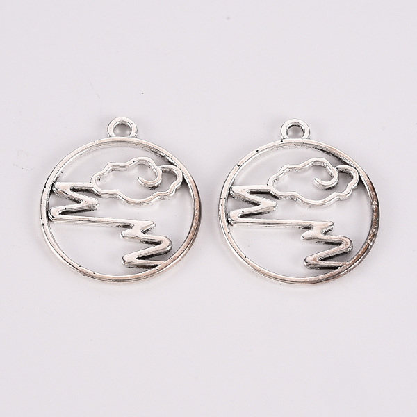 

PandaHall Tibetan Style Alloy Pendants, Lead Free & Cadmium Free, Ring with Cloud, Antique Silver, 25x22x1mm, Hole: 2mm, about 300cs/500g...