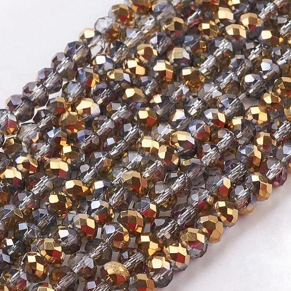 

PandaHall Electroplate Glass Faceted Rondelle Beads Strands, Half Plated, Gold, 3x2mm, Hole: 1mm, about 165~169pcs/strand, 15~16 inch...