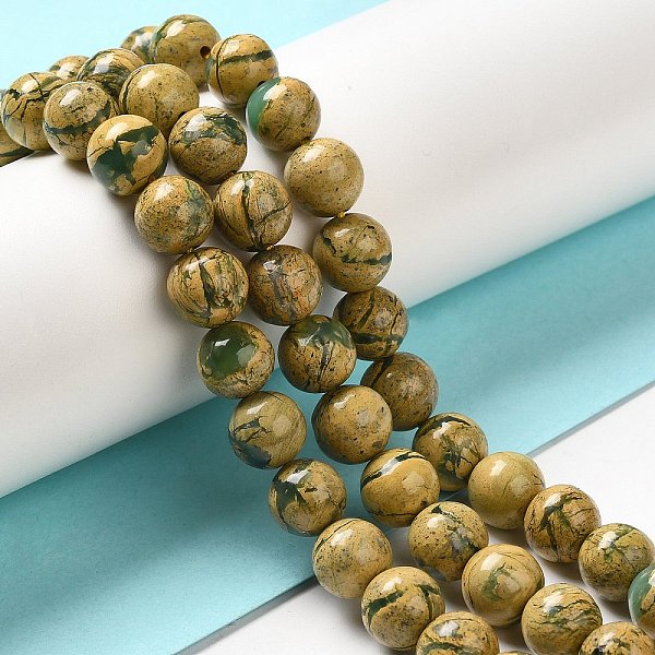 

PandaHall Natural Verdite Stone Beads Strands, Grade A+, Round, 8mm, Hole: 1mm, about 50pcs/strand, 16.14''(41cm) Natural Gemstone Round