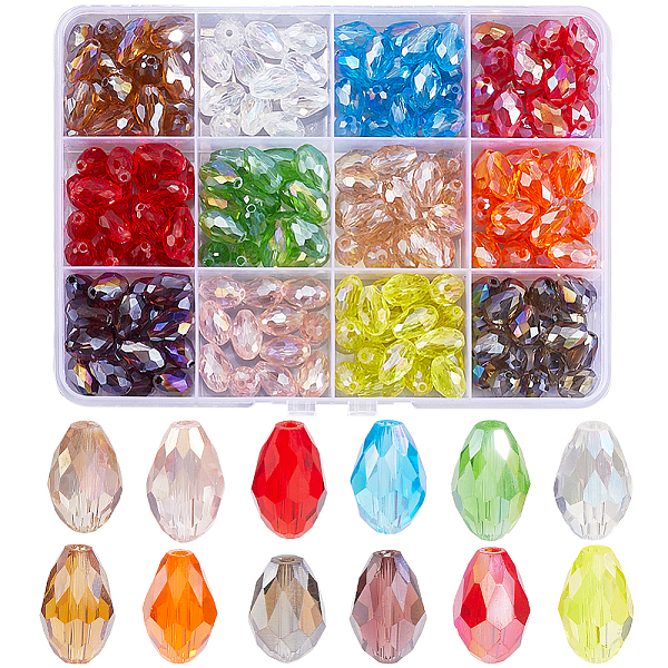 240個12色透明電気メッキガラスビーズ連売り