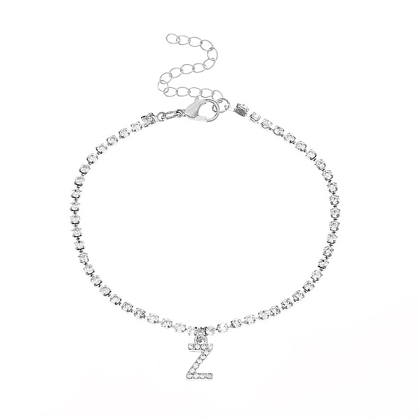 

PandaHall Fashionable and Creative Rhinestone Anklet Bracelets, English Letter Z Hip-hop Creative Beach Anklet for Women Alloy
