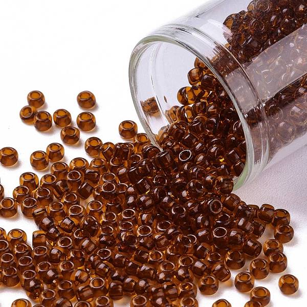 

PandaHall TOHO Round Seed Beads, Japanese Seed Beads, (2154) Transparent Marmalade, 8/0, 3mm, Hole: 1mm, about 222pcs/10g Glass Brown