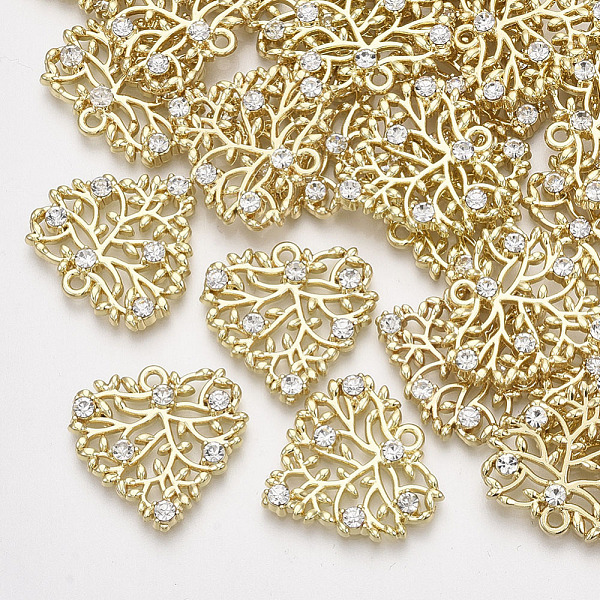 

PandaHall Alloy Pendants, with Crystal Rhinestone, Heart with Branch and Leaf, Light Gold, 21x21.5x3mm, Hole: 1.5mm Alloy+Rhinestone Heart..., Clear