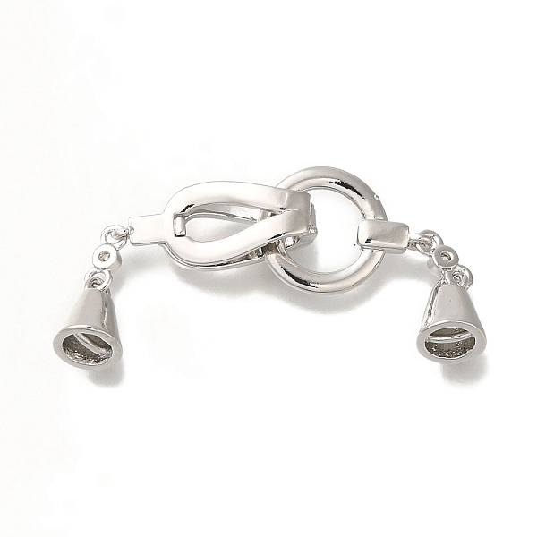 

PandaHall Brass Fold Over Clasps, Ring, Platinum, 53mm Brass