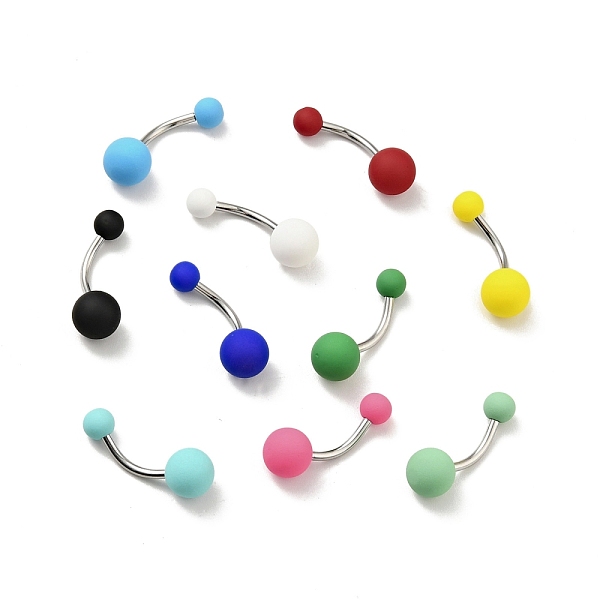 10Pcs Acrylic Round Beaded Curved Barbell