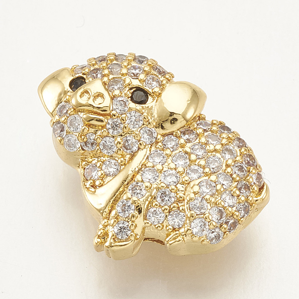 

PandaHall Brass Micro Pave Cubic Zirconia Beads, Hollow Piggy Charms, Clear & Black, Golden, 15x12x6mm, Hole: 1.5mm Brass+Cubic Zirconia Pig...