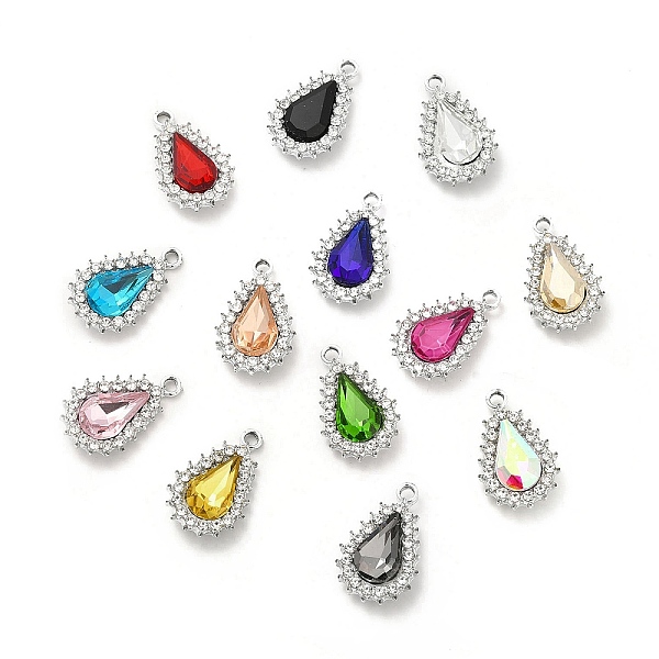 

PandaHall Alloy Glass Pendants, Crystal Rhinestone Teardrop Charm, Platinum, Mixed Color, 22x14x5mm, Hole: 2mm Alloy+Glass Teardrop..., Multicolor