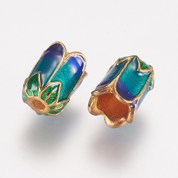 

PandaHall Alloy Bead Caps, with Enamel, 5-Petal, Light Gold, Colorful, 11x8mm, Hole: 2mm Alloy+Enamel