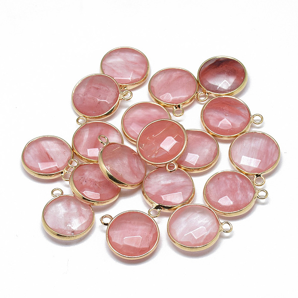 

PandaHall Cherry Quartz Glass Pendants, with Golden Tone Brass Findings, Faceted, Flat Round, 21x18x6mm, Hole: 2mm Cherry Quartz Glass Flat...