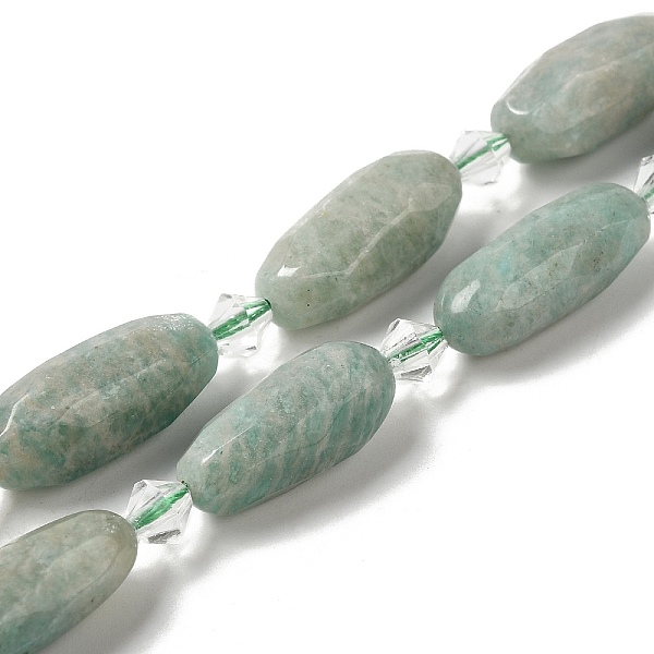 

PandaHall Natural Amazonite Beads Strands, with Seed Beads, Faceted, Oval, 20.5~26x8.5~12mm, Hole: 1mm, about 13~14pcs/strand, 15.35~15.55''...