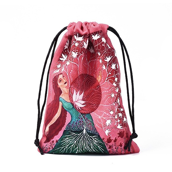 

PandaHall Rectangle Velvet Bags, Drawstring Pouches, for Gift Wrapping, Pale Violet Red, Flower Pattern, 18x14cm Velvet Flower