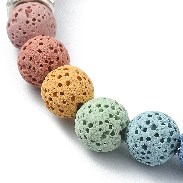 

PandaHall Dyed Natural Lava Rock Round Beaded Stretch Bracelets, White, Inner Diameter: 2-1/8 inch(5.3cm) Lava Rock Round White