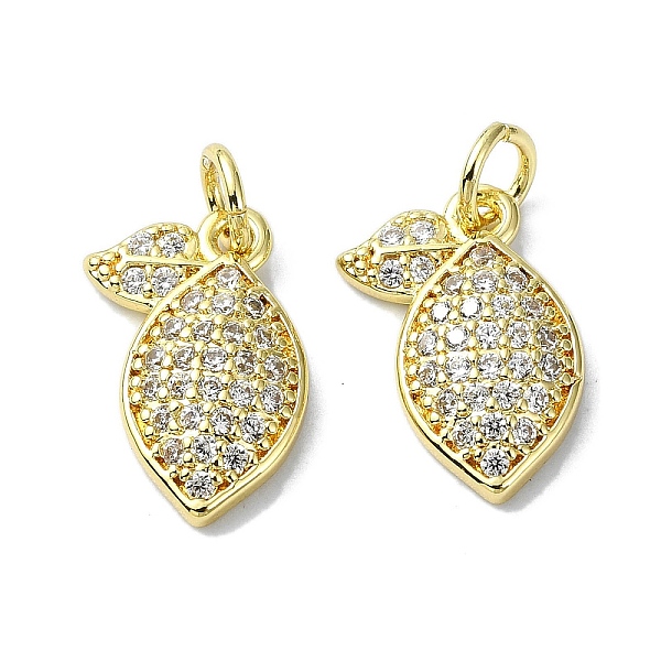 

PandaHall Rack Plating Brass Micro Pave Clear Cubic Zirconia Pendants, Long-Lasting Plated, Lead Free & Cadmium Free, Leaf, Real 18K Gold...