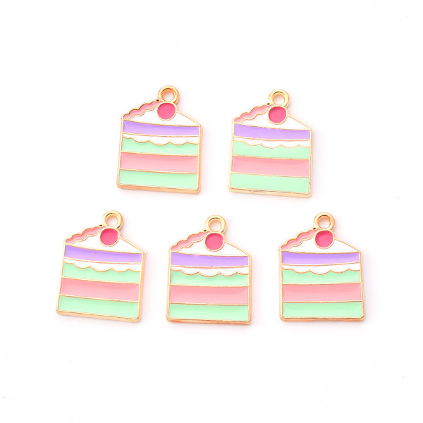 

PandaHall Alloy Enamel Pendants, Cake, Light Gold, Colorful, 21x16x3mm, Hole: 1.8mm Alloy+Enamel Others