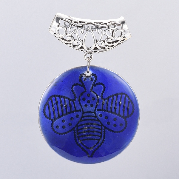 

PandaHall CCB Plastic Big Pendants, with Enamel, Flat Round with Bee, Antique Silver, Blue, 59mm, Hole: 6mm, Flat Round: 40x5mm Plastic Flat...