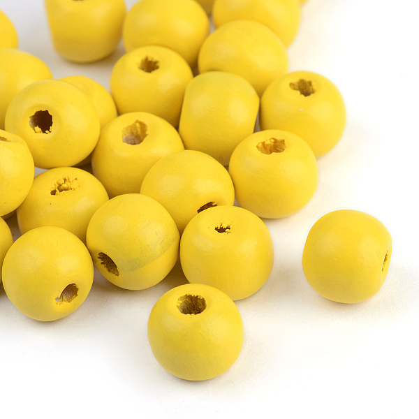 

PandaHall Natural Wood Beads, Dyed, Round, Yellow, 10x9mm, Hole: 2.5~3.5mm, about 3000pcs/1000g Schima Wood Round Yellow