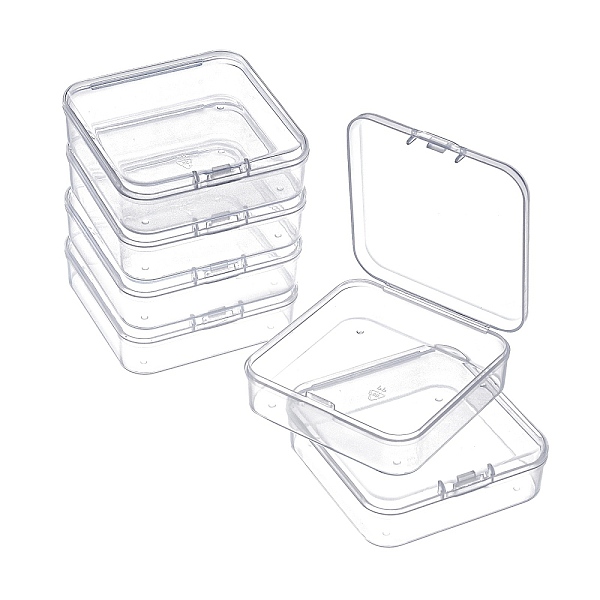 

PandaHall Square Plastic Bead Storage Containers, with Hinged Lid, Clear, 6.4x6.3x2cm Plastic Square Clear