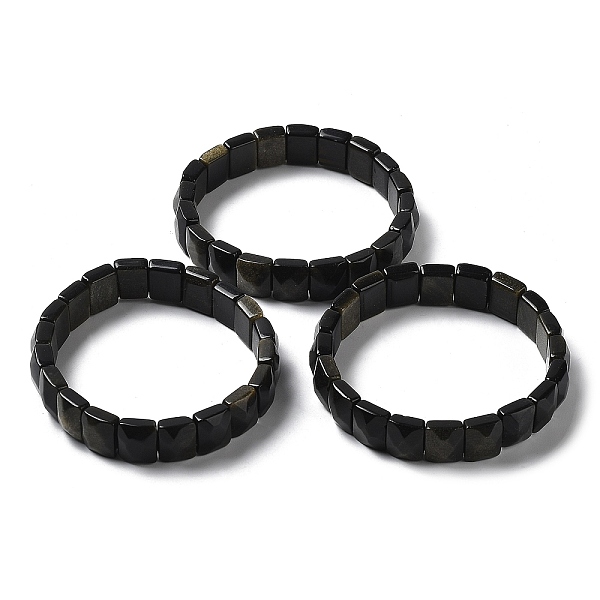 

PandaHall Natural Obsidian Stretch Bracelets, Faceted, Rectangle, 2-3/8 inch(6cm) Obsidian