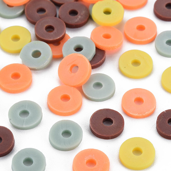 

PandaHall 4 Colors Handmade Polymer Clay Beads, Heishi Beads, Disc/Flat Round, Aqua & Light Salmon & Champagne Yellow & Brown, 8x0.5~1.5mm..., Cyan