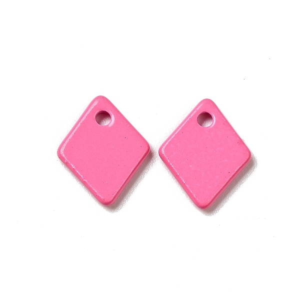 

PandaHall Spray Painted 201 Stainless Steel Charms, Rhombus Charms, Hot Pink, 9.5x7.5x1mm, Hole: 1.2mm 201 Stainless Steel Rhombus