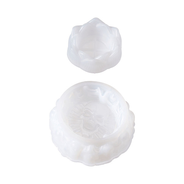 

PandaHall DIY Silicone Ashtray & Candle Holder Molds, Resin Casting Molds, for UV Resin, Epoxy Resin Jewelry Making, Flat Round with Skull &..., White