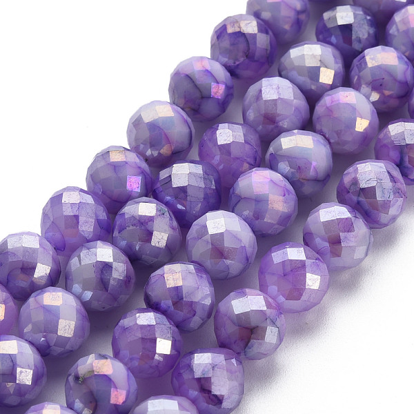 

PandaHall Opaque Baking Painted Crackle Glass Beads Strands, Faceted, AB Color Plated, Teardrop, Medium Purple, 8x7~8mm, Hole: 1.2mm, about...