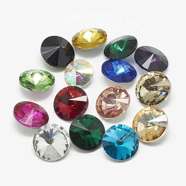 

PandaHall Pointed Back Glass Rhinestone Cabochons, Rivoli Rhinestone, Faceted, Cone, Mixed Color, 6x3mm Glass Rhinestone Cone Multicolor