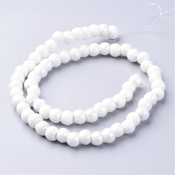 

PandaHall Handmade Porcelain Beads, Bright Glazed Porcelain, Rondelle, White, 7x5mm, Hole: 2mm, about 65pcs/strand, 13.3 inch Porcelain...