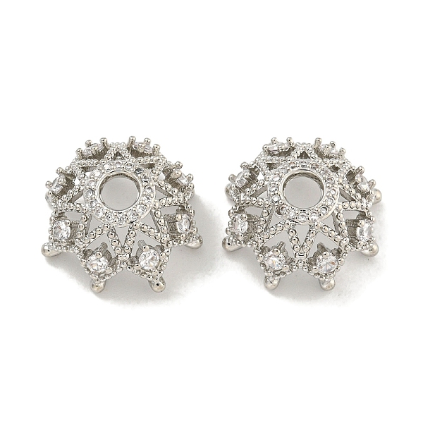 

PandaHall Rack Plating Brass Micro Pave Clear Cubic Zirconia Bead Caps, Long-Lasting Plated, Lead Free & Cadmium Free, Flower, Platinum...