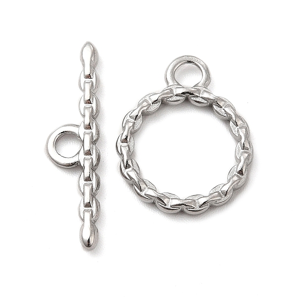 

PandaHall 304 Stainless Steel Toggle Clasps, Twist Ring, Stainless Steel Color, Ring: 17x13.5x2mm, Hole: 2.5mm, 10.5mm inner diameter, Bar...